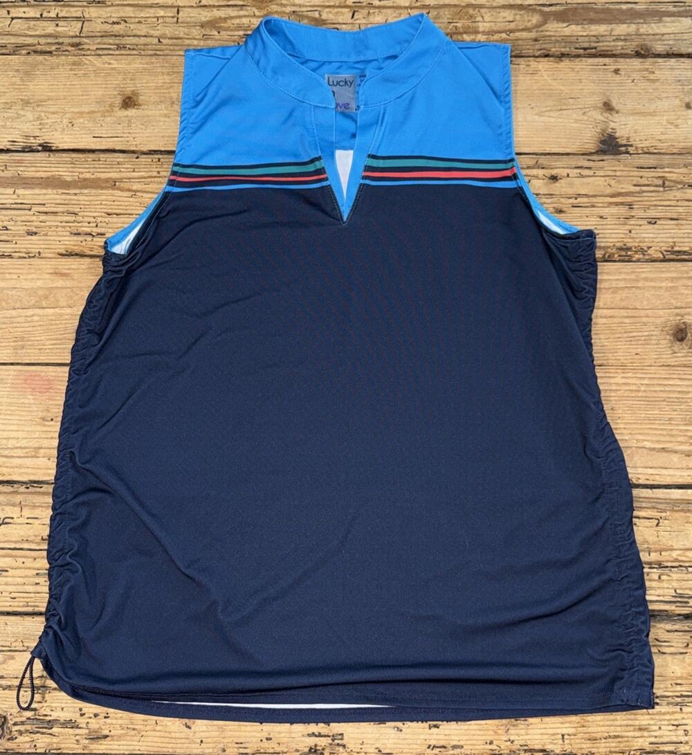 Lucky In Love Women’s Size M Navy Coast Rider Cinch Sleeveless Shirt